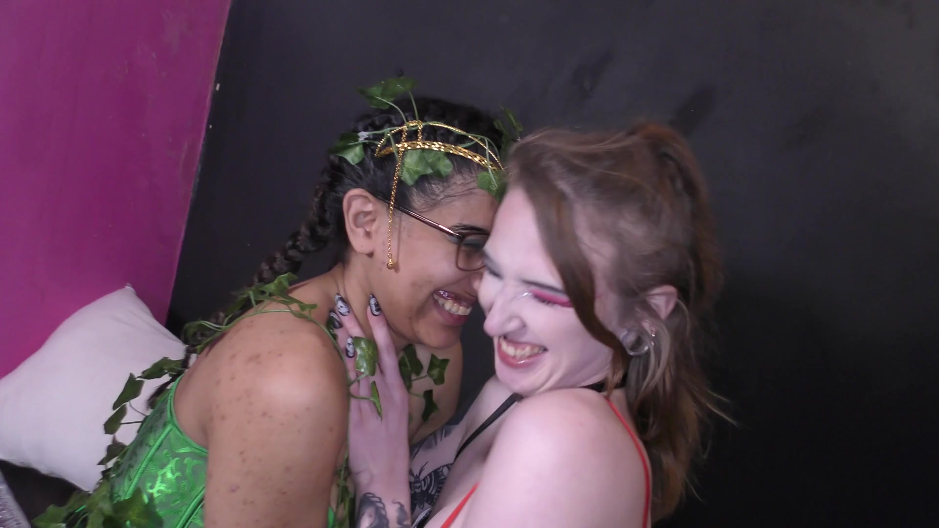 Cosplay gangbang party with girlfriends Desi and Sam